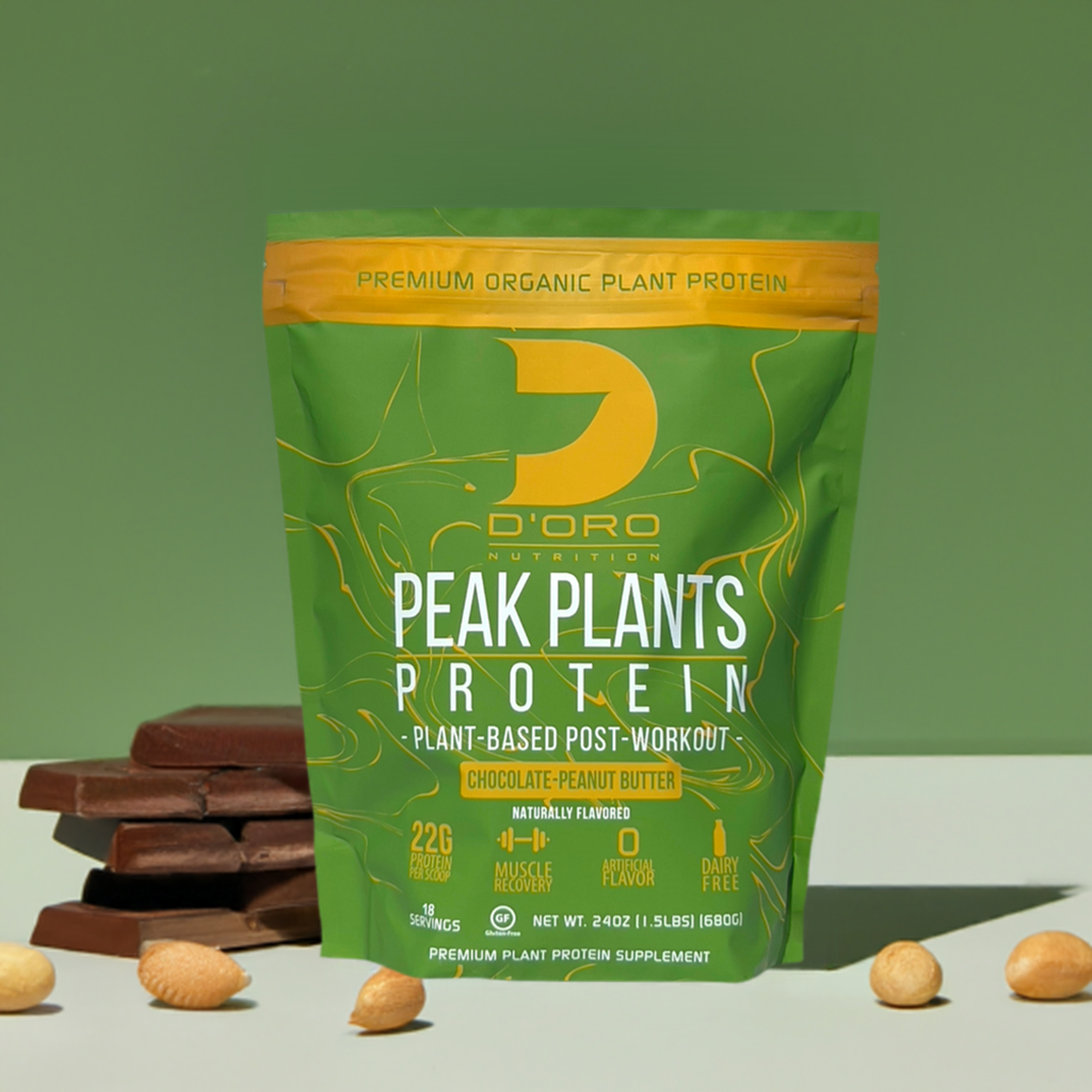 D'Oro Nutrition - Peak Plants Organic Non-Dairy Vegan Protein  - Plant Based Post Workout Zero Artificial Ingredients Soy & Gluten Free