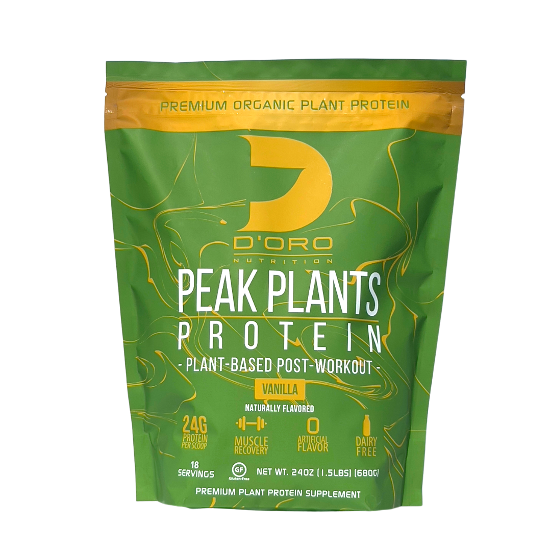 D'Oro Nutrition - Peak Plants Organic Non-Dairy Vegan Protein  - Plant Based Post Workout Zero Artificial Ingredients Soy & Gluten Free