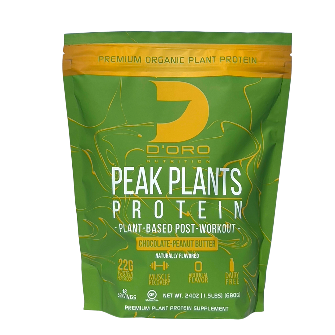 D'Oro Nutrition - Peak Plants Organic Non-Dairy Vegan Protein  - Plant Based Post Workout Zero Artificial Ingredients Soy & Gluten Free